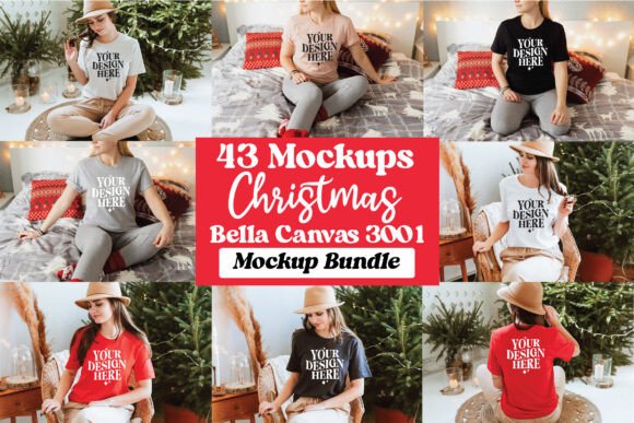 Bella Canvas 3001 Shirt Christmas Mockup for Product Mockups
