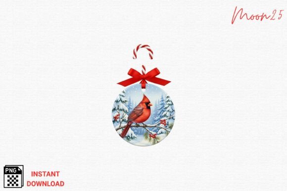 Cardinal Christmas Ornament PNG for T-Shirt Designs