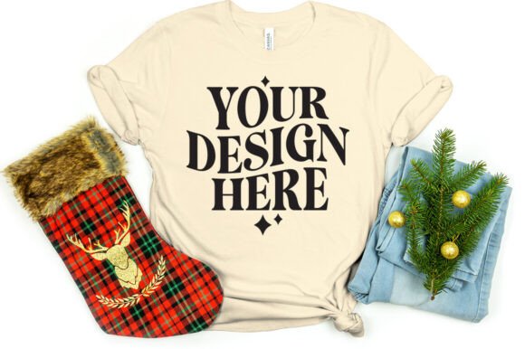 Christmas Bella Canvas 3001 Mock Soft Cr for Product Mockups