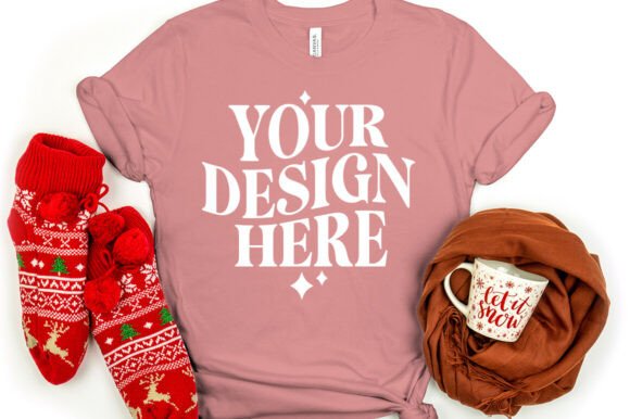 Christmas Bella Canvas 3001 Mockup Mauve for Product Mockups