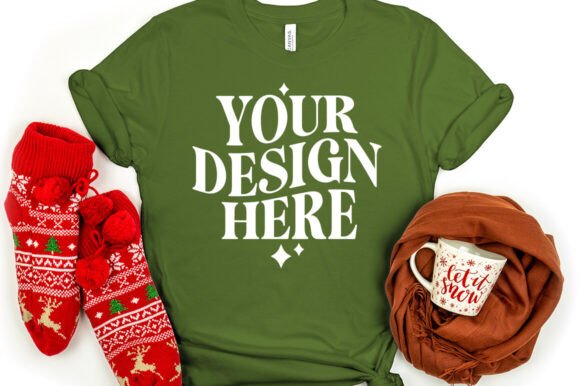 Christmas Bella Canvas 3001 Mockup Olive Review