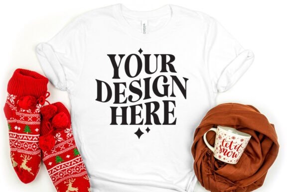Christmas Bella Canvas 3001 Mockup White for Product Mockups