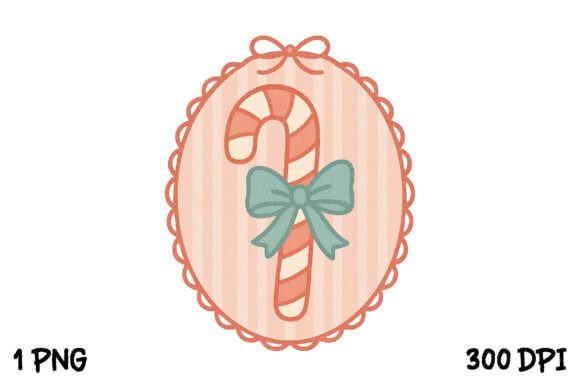 Christmas Candy Cane Coquette Frame Png for T-Shirt Designs