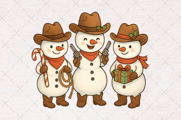 Cowboy Christmas Snowma: Rustic Holiday T-Shirt Designs