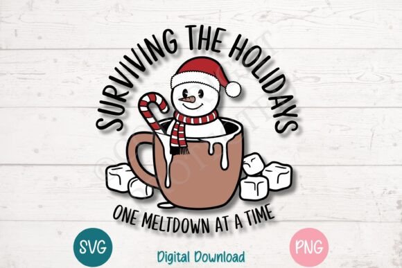 Funny Christmas Snowman in Hot Cocoa T-Shirt Designs
