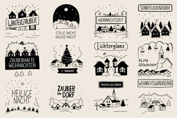 German Christmas Houses Svg Bundle: Print Templates