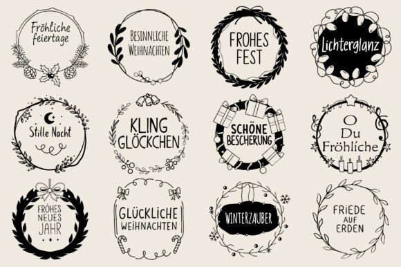 German Christmas Wreath SVG PNG: Premium Print Templates