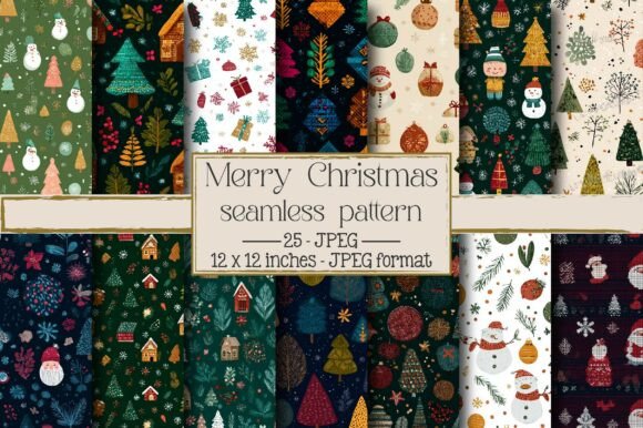 Merry Christmas Seamless Pattern for Packaging