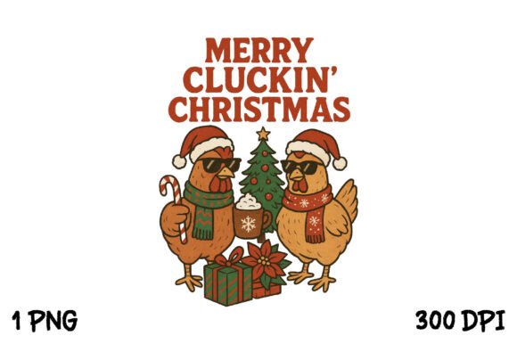 Merry Cluckin Christmas Chicken PNG for T-Shirt Designs