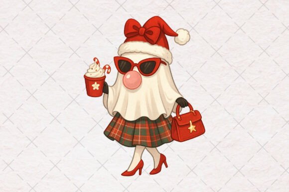 Retro Santa Girl PNG for T-Shirt Designs