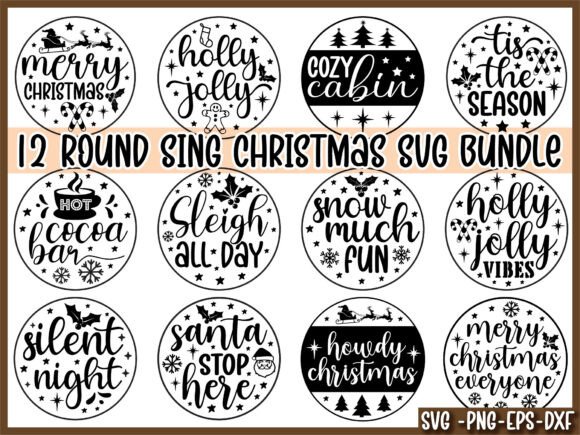 Round Sing Christmas Svg Bundle for Crafts
