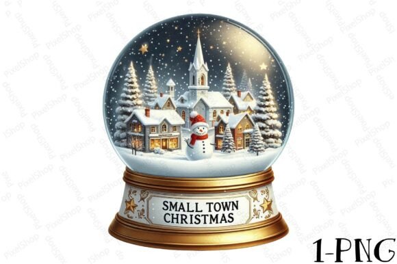 Small Town Christmas Globe PNG for T-Shirt Designs