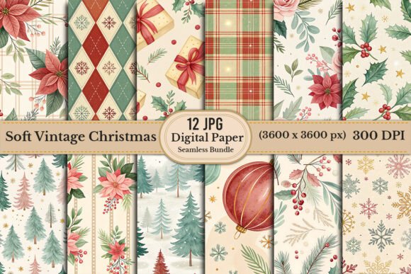 Soft Vintage Christmas Botanical Bundle Patterns Review